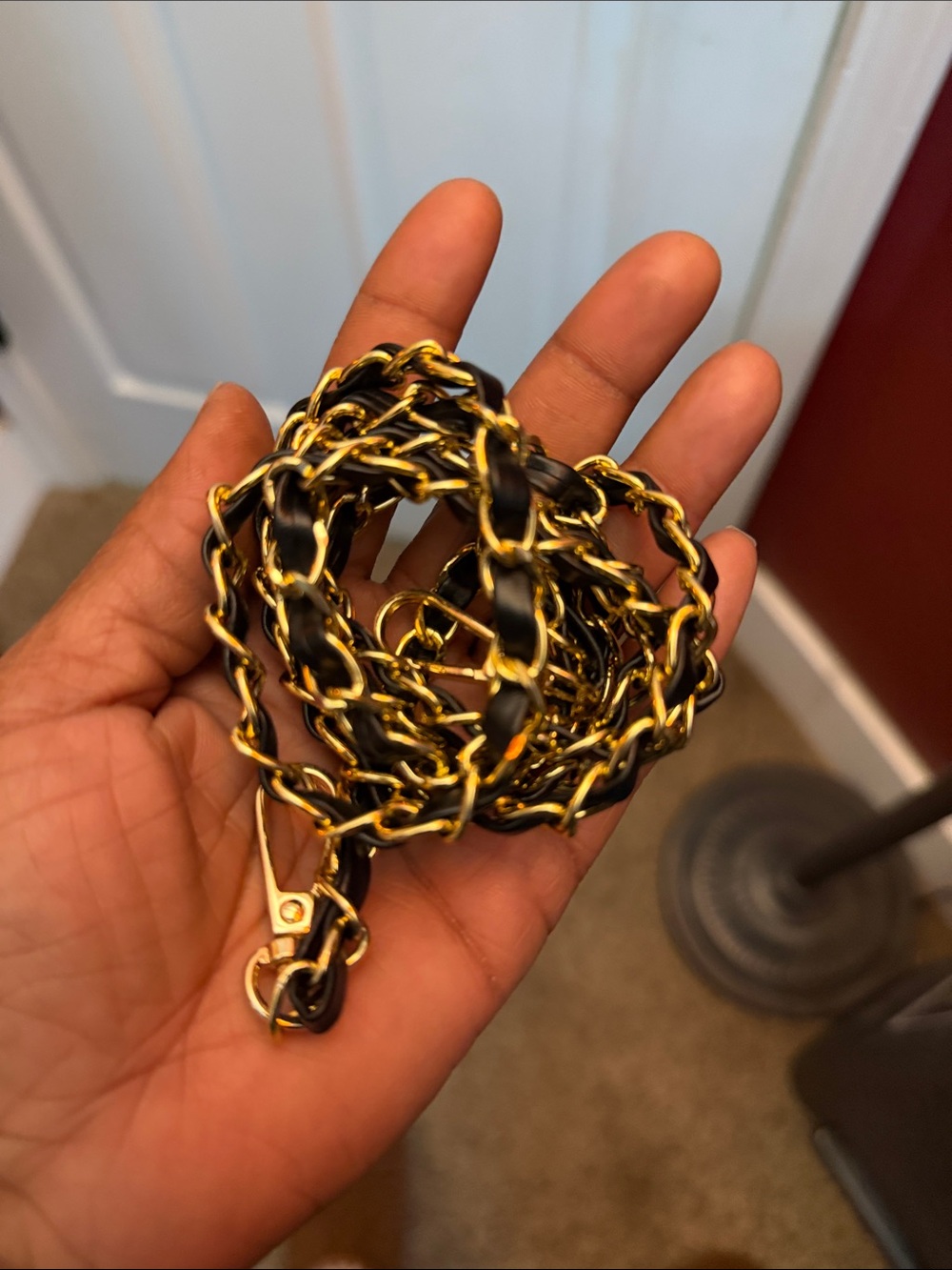 Leather-Weave Strap Black and Gold